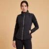 Damesbodywarmer Voor Ruitersport 500 Zwart Met Goudroze Rits